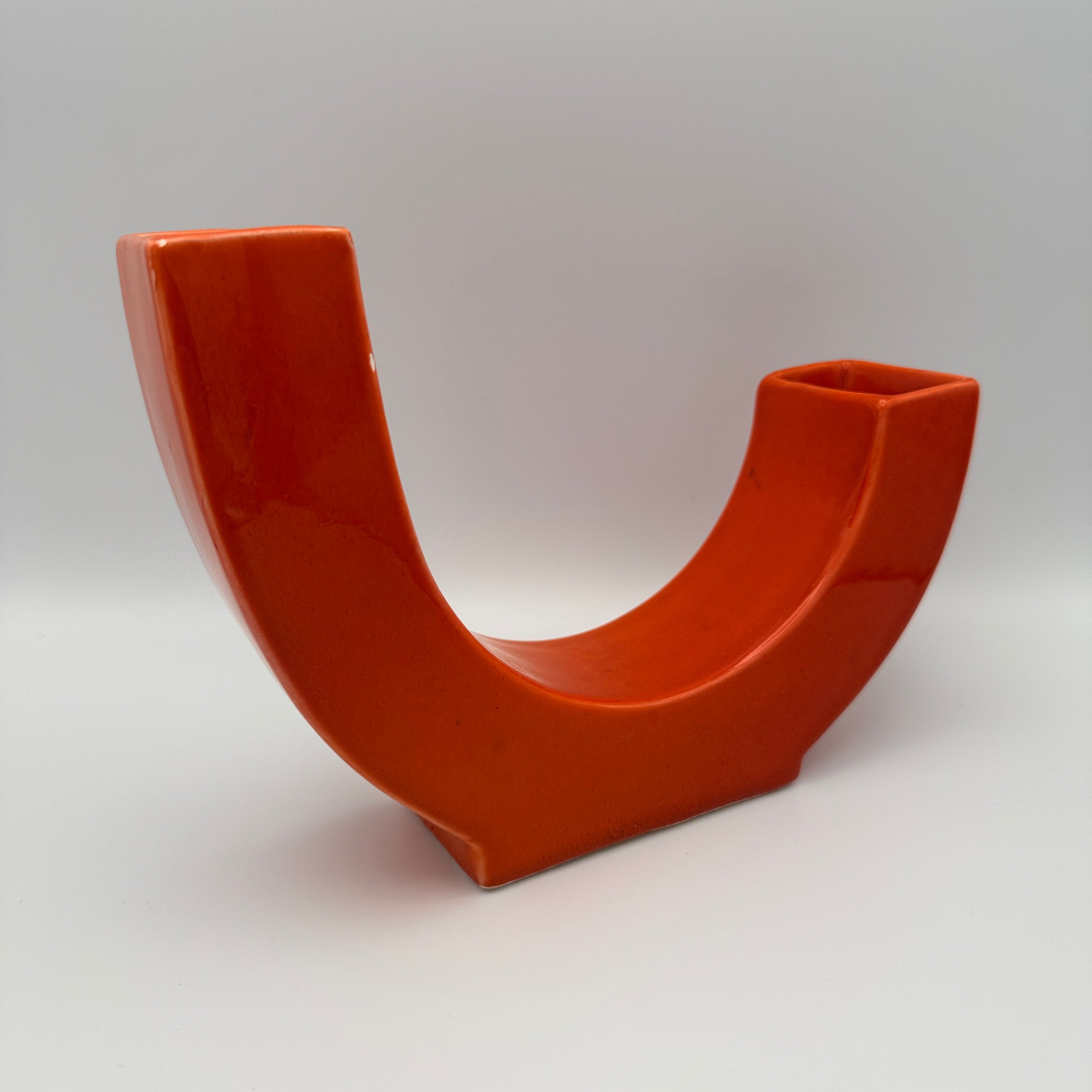 Italienische Space Age Keramikvase Orange Form 5168 1970er Jahre Showroom Ansbach