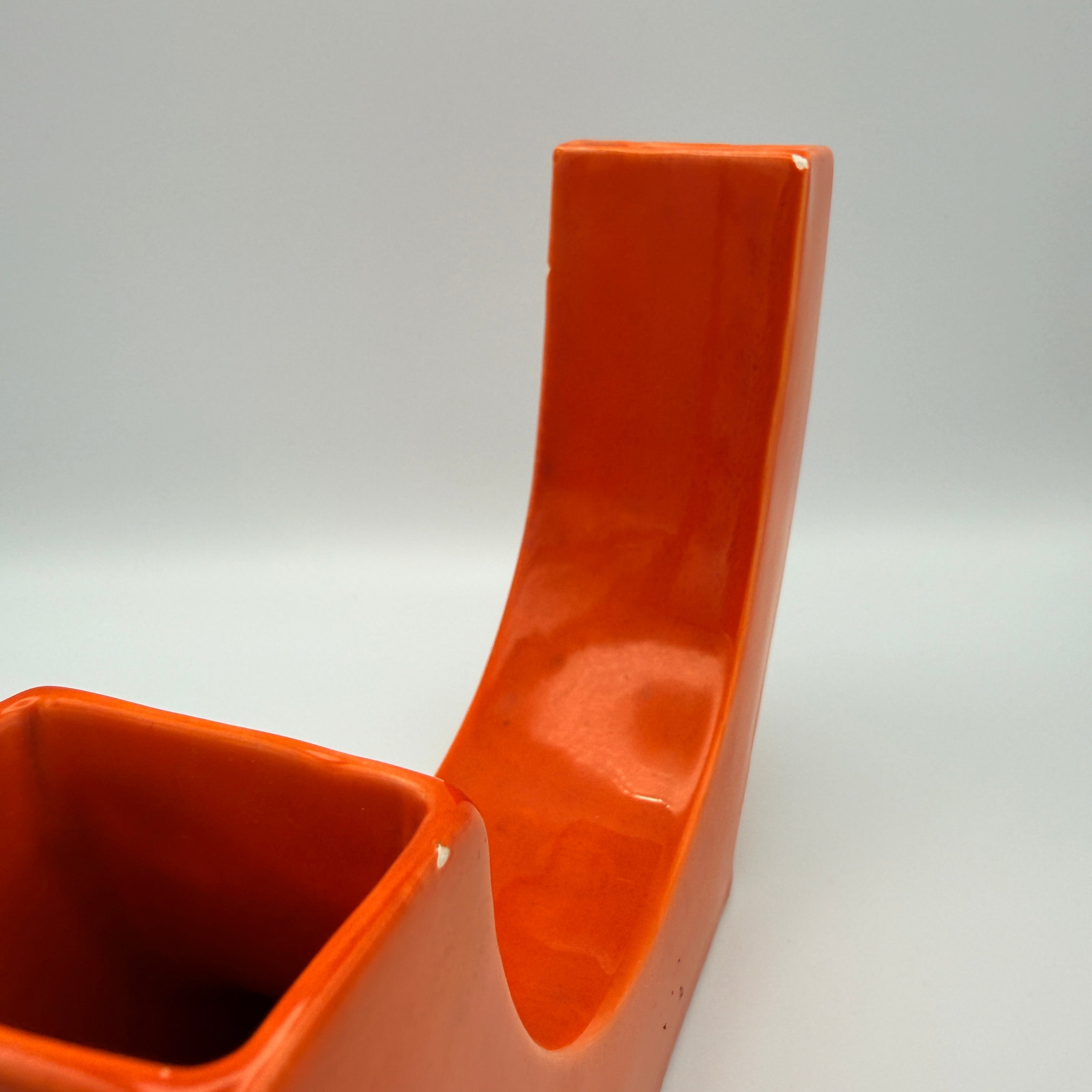 Italienische Space Age Keramikvase Orange Form 5168 1970er Jahre Showroom Ansbach
