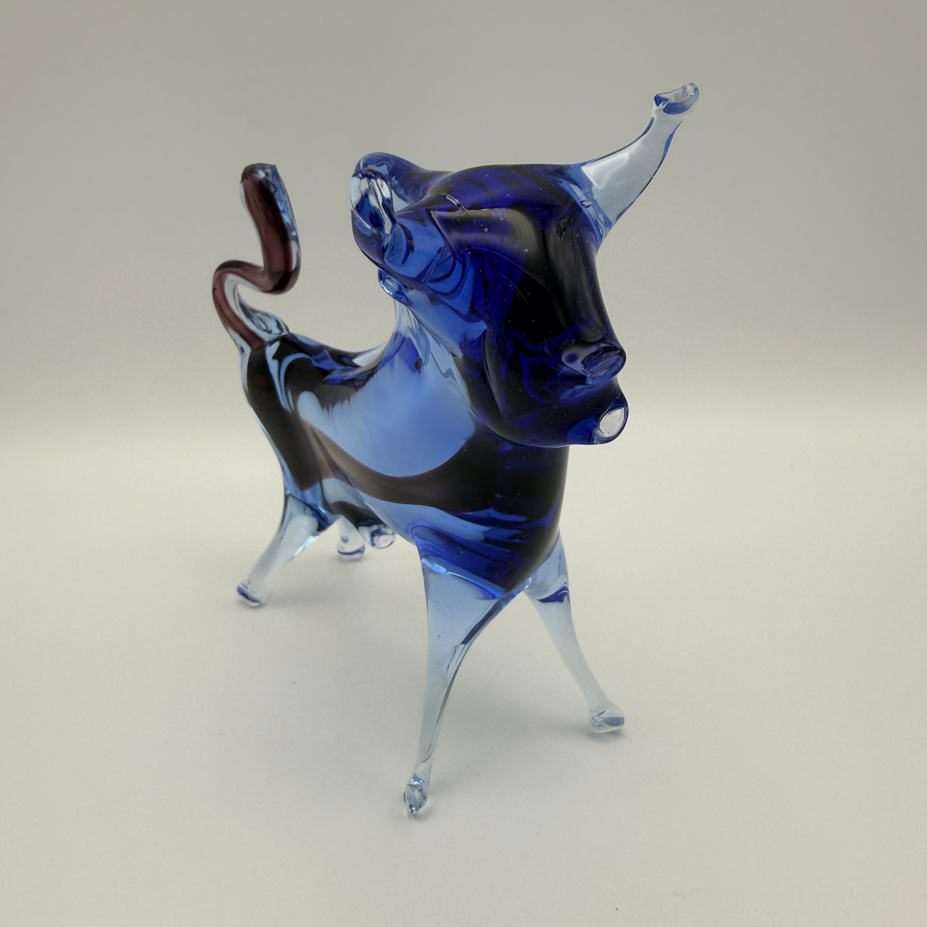 Vintage Art Glass Stier Blau Lila Murano-Stil 1960er/70er Jahre Showroom Ansbach