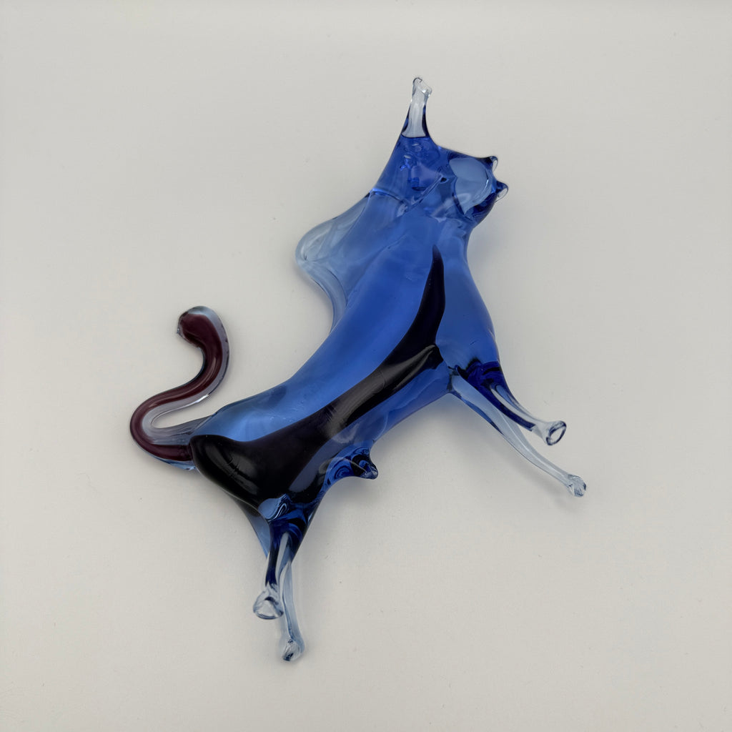 Vintage Art Glass Stier Blau Lila Murano-Stil 1960er/70er Jahre Showroom Ansbach
