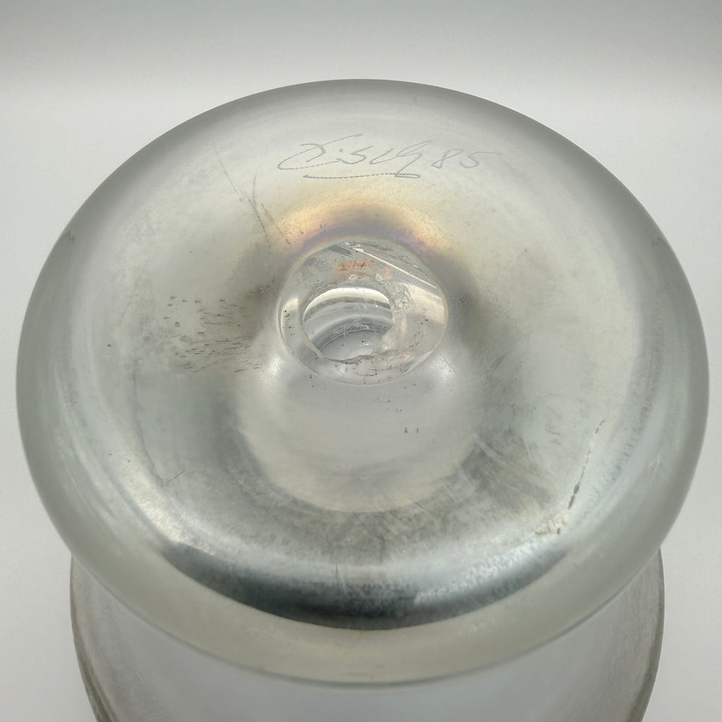 Eisch Studioglas Fußschale Fenicio Fadendekor signiert 1985 Glashütte Eisch