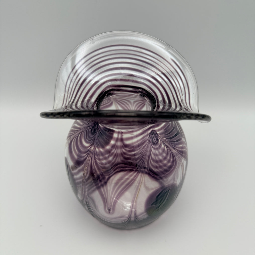 Eisch Studioglas Pfauenauge-Vase signiert 1987 Glashütte Eisch