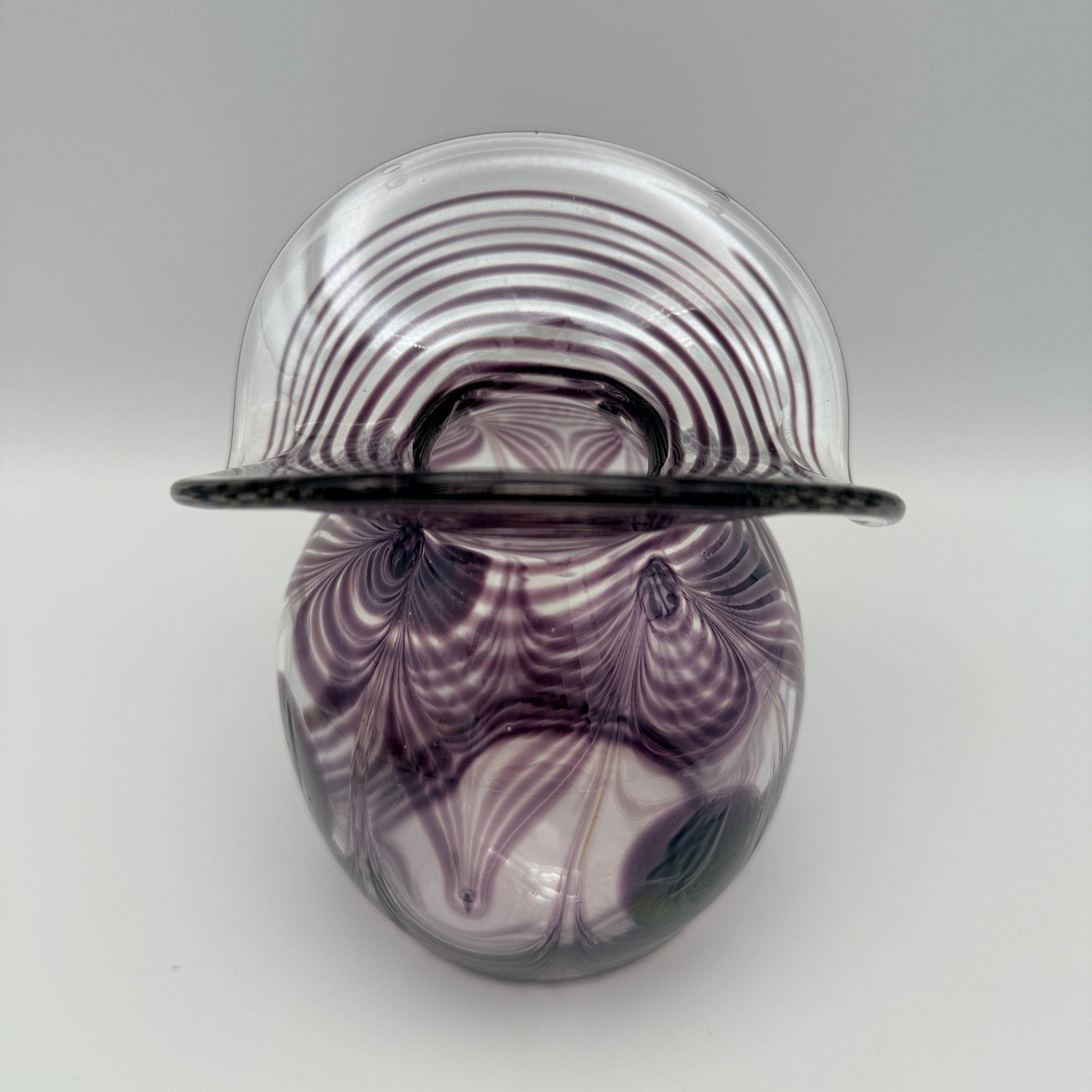 Eisch Studioglas Pfauenauge-Vase signiert 1987 Glashütte Eisch