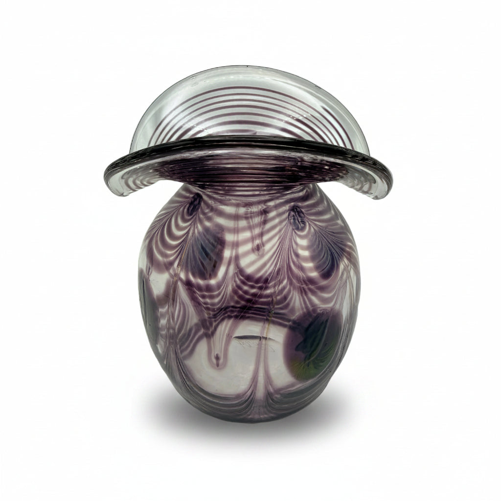 Eisch Studioglas Pfauenauge-Vase signiert 1987 Glashütte Eisch