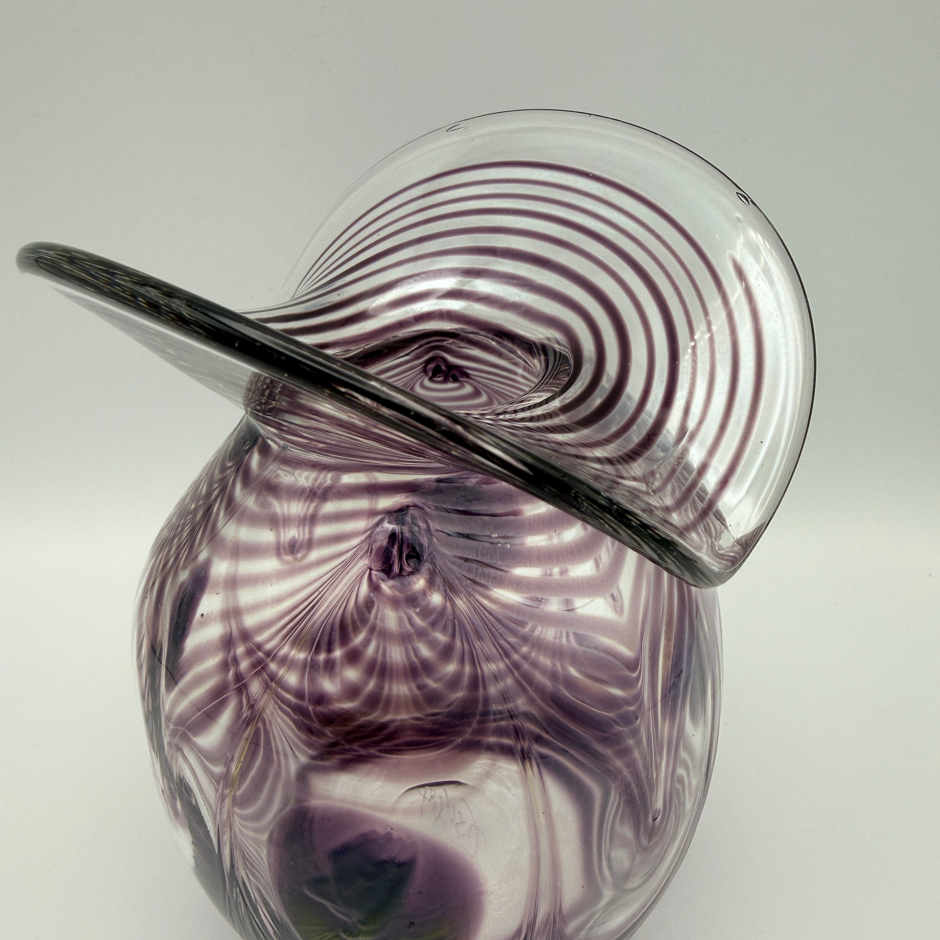 Eisch Studioglas Pfauenauge-Vase signiert 1987 Glashütte Eisch