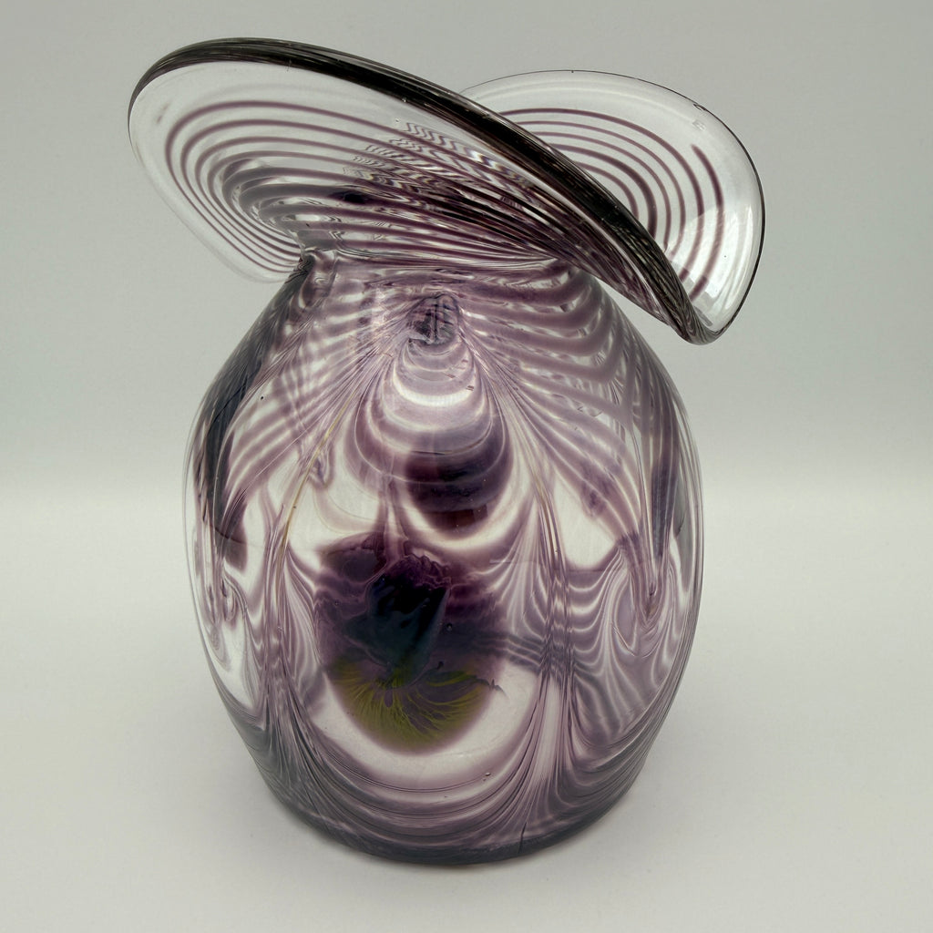Eisch Studioglas Pfauenauge-Vase signiert 1987 Glashütte Eisch