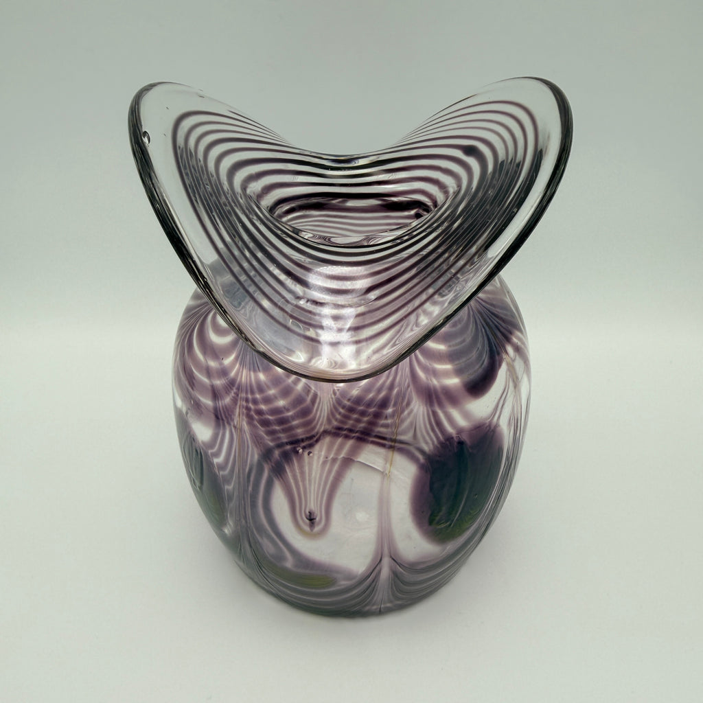 Eisch Studioglas Pfauenauge-Vase signiert 1987 Glashütte Eisch