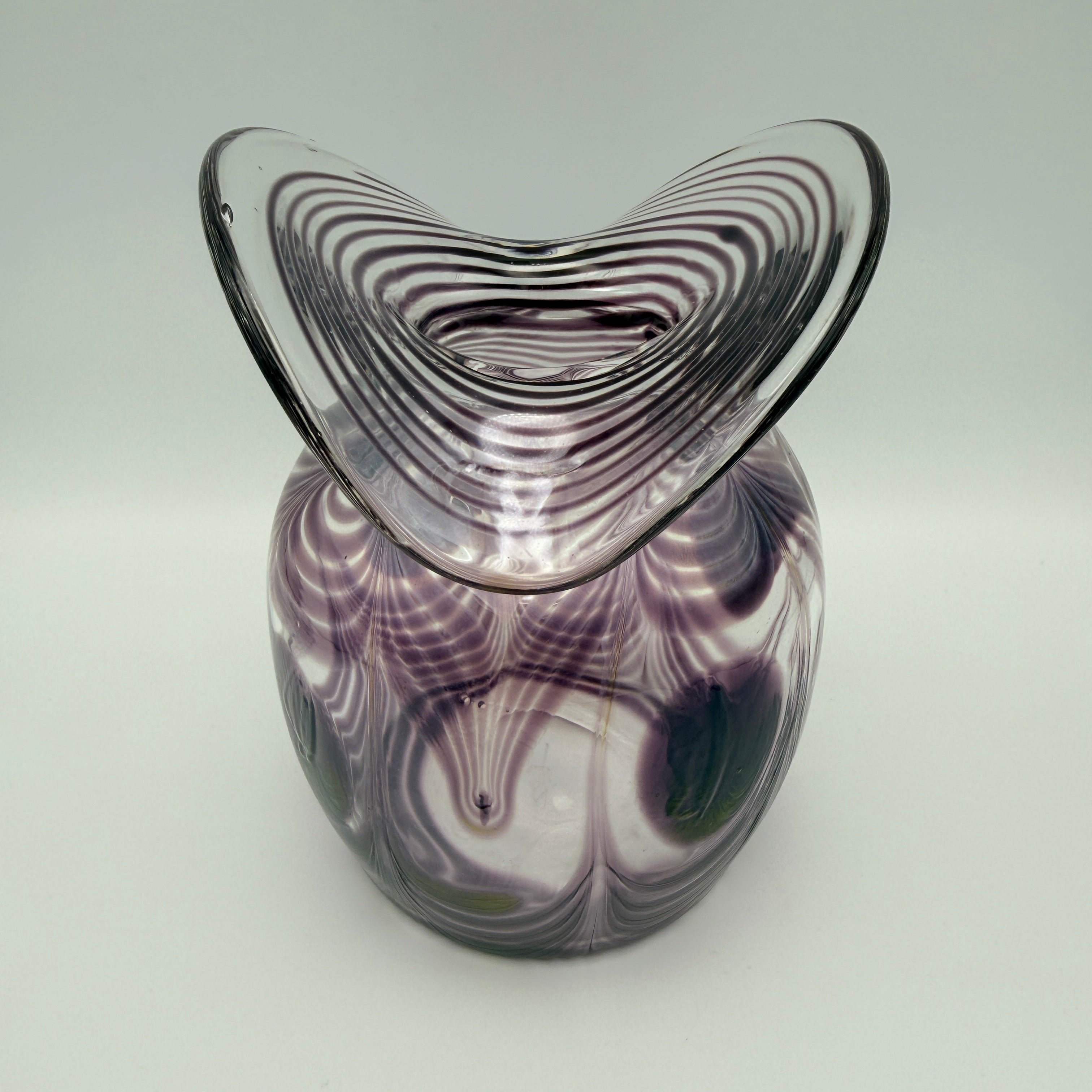 Eisch Studioglas Pfauenauge-Vase signiert 1987 Glashütte Eisch