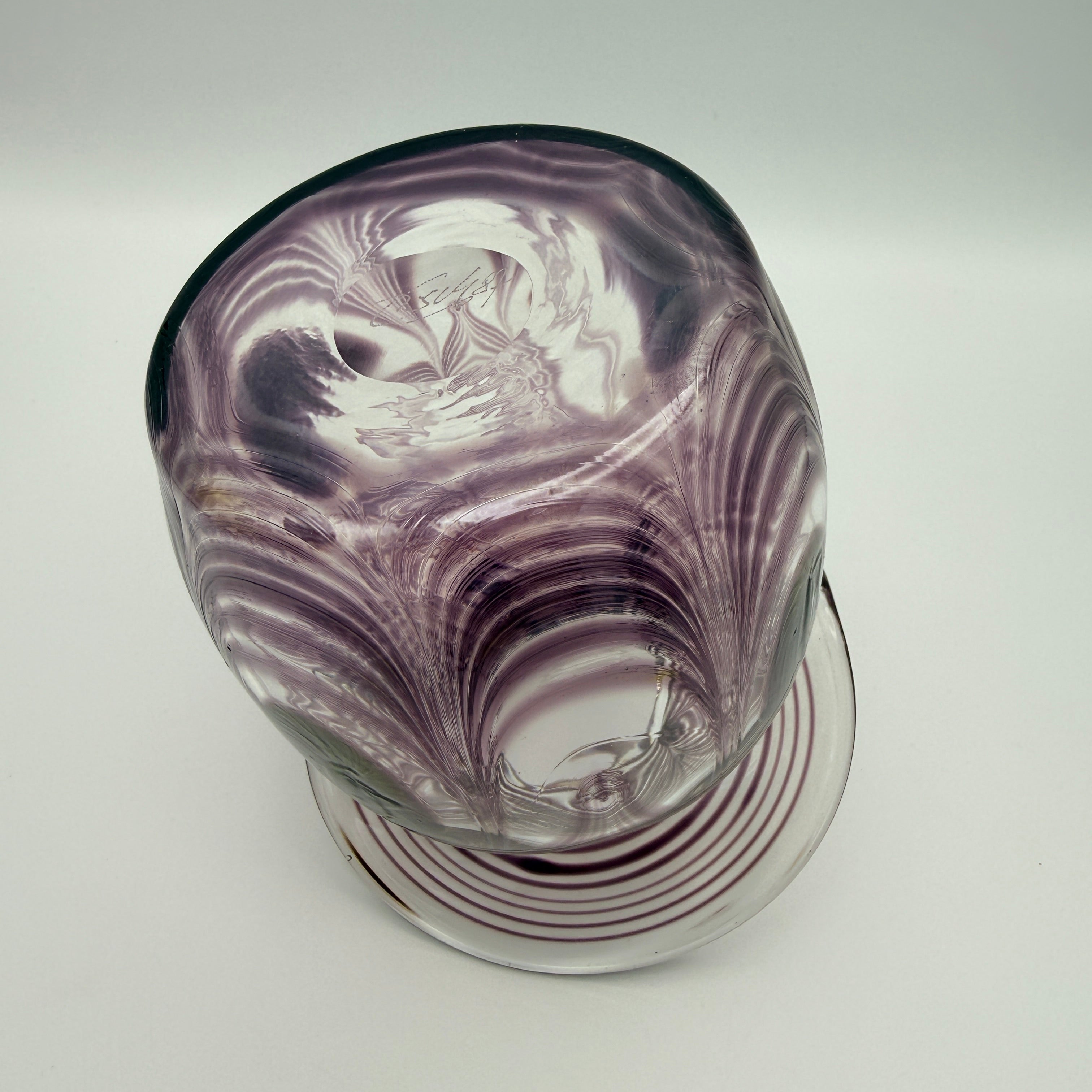 Eisch Studioglas Pfauenauge-Vase signiert 1987 Glashütte Eisch