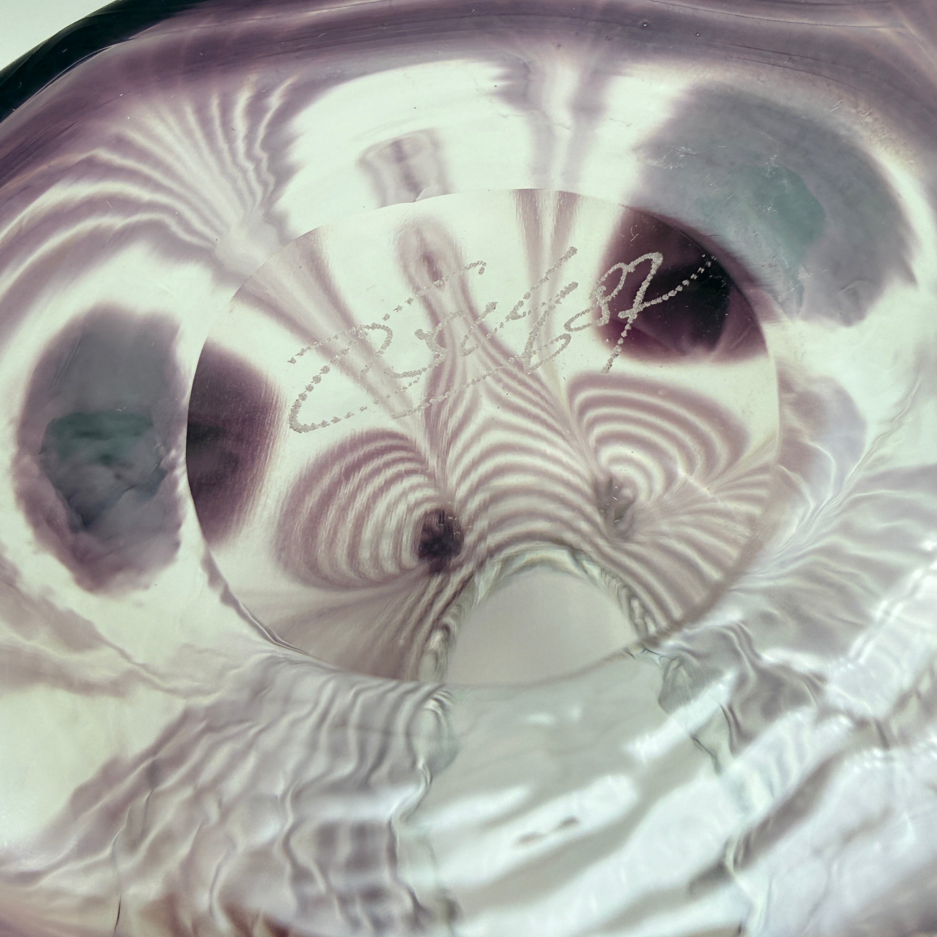 Eisch Studioglas Pfauenauge-Vase signiert 1987 Glashütte Eisch
