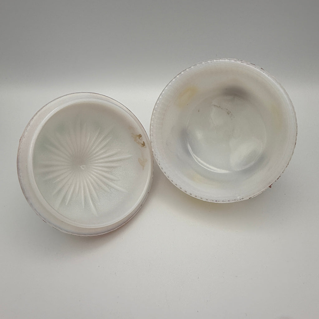 Antike Deckeldose aus Manganglas mit Blumenmalerei, ca. 1900–1930 Showroom Ansbach