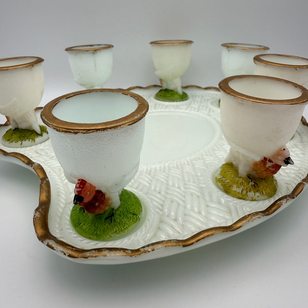 Antikes Eier-Service aus Manganglas von Vallérysthal & Portieux, ca. 1900 Vallérysthal & Portieux