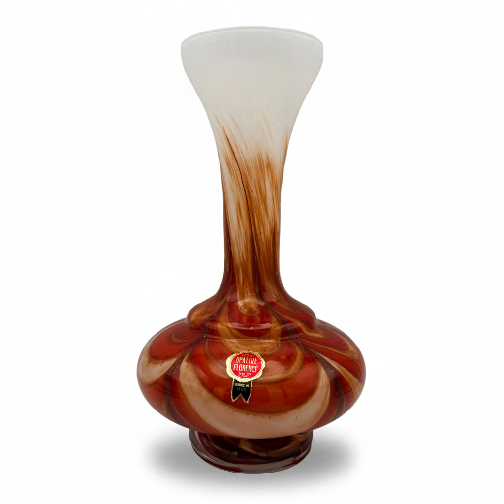 V.B. Opaline Florence Kunstglasvase, Italien, 1960er–1970er Jahre Vetreria Barbieri