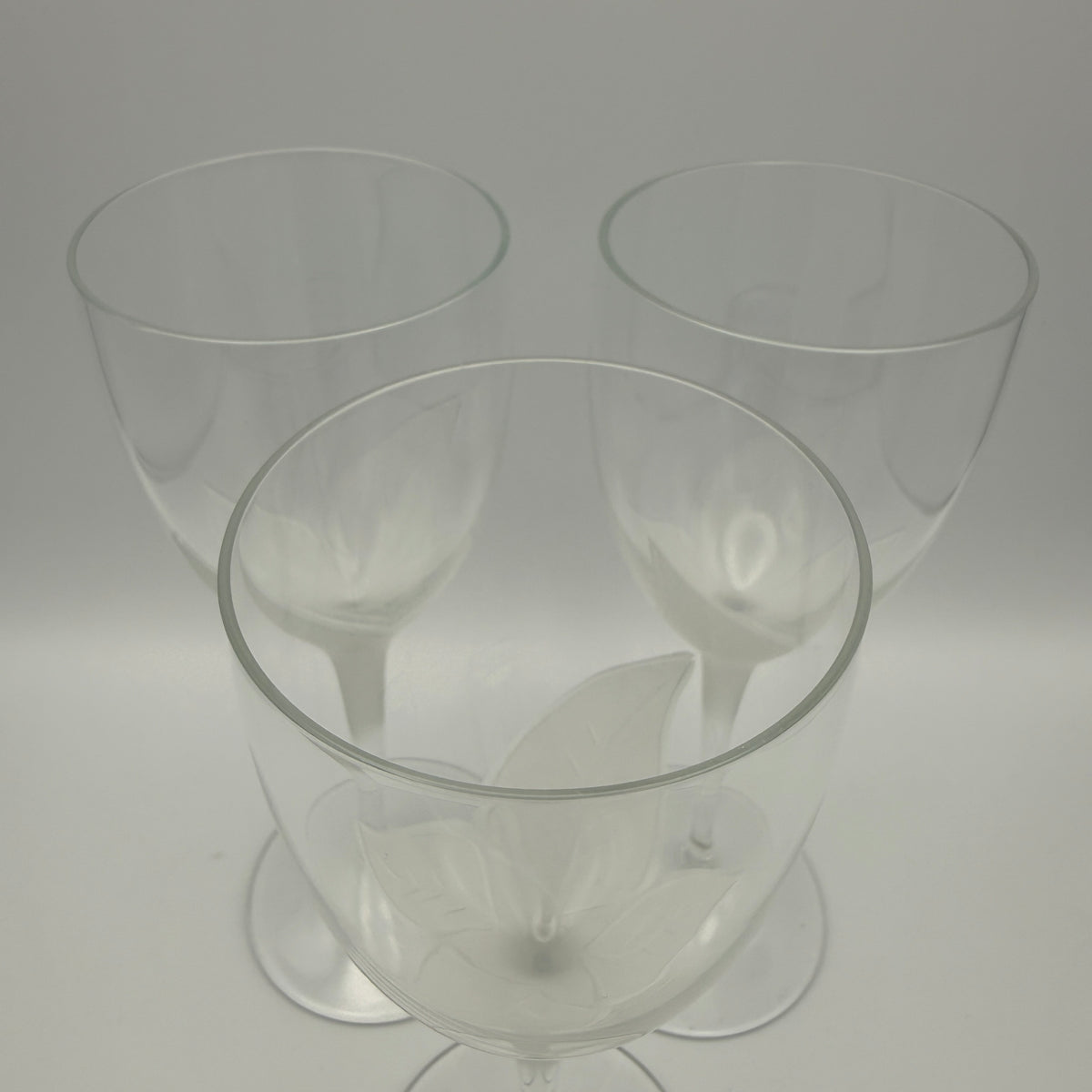 3 Eisch Springtime Weingläser mit Blattdekor, 1970er/80er Jahre Glashütte Eisch