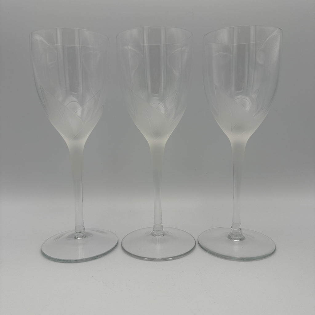 3 Eisch Springtime Weingläser mit Blattdekor, 1970er/80er Jahre Glashütte Eisch