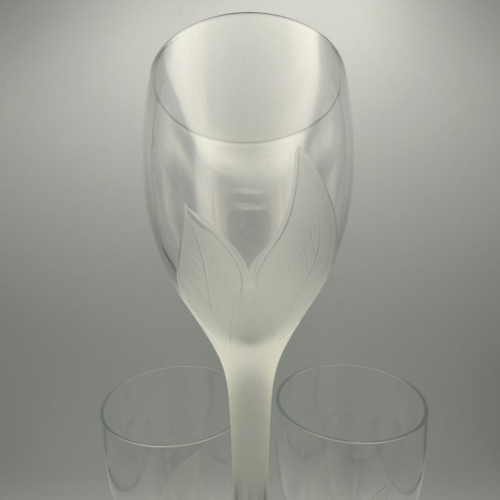 3 Eisch Springtime Weingläser mit Blattdekor, 1970er/80er Jahre Glashütte Eisch