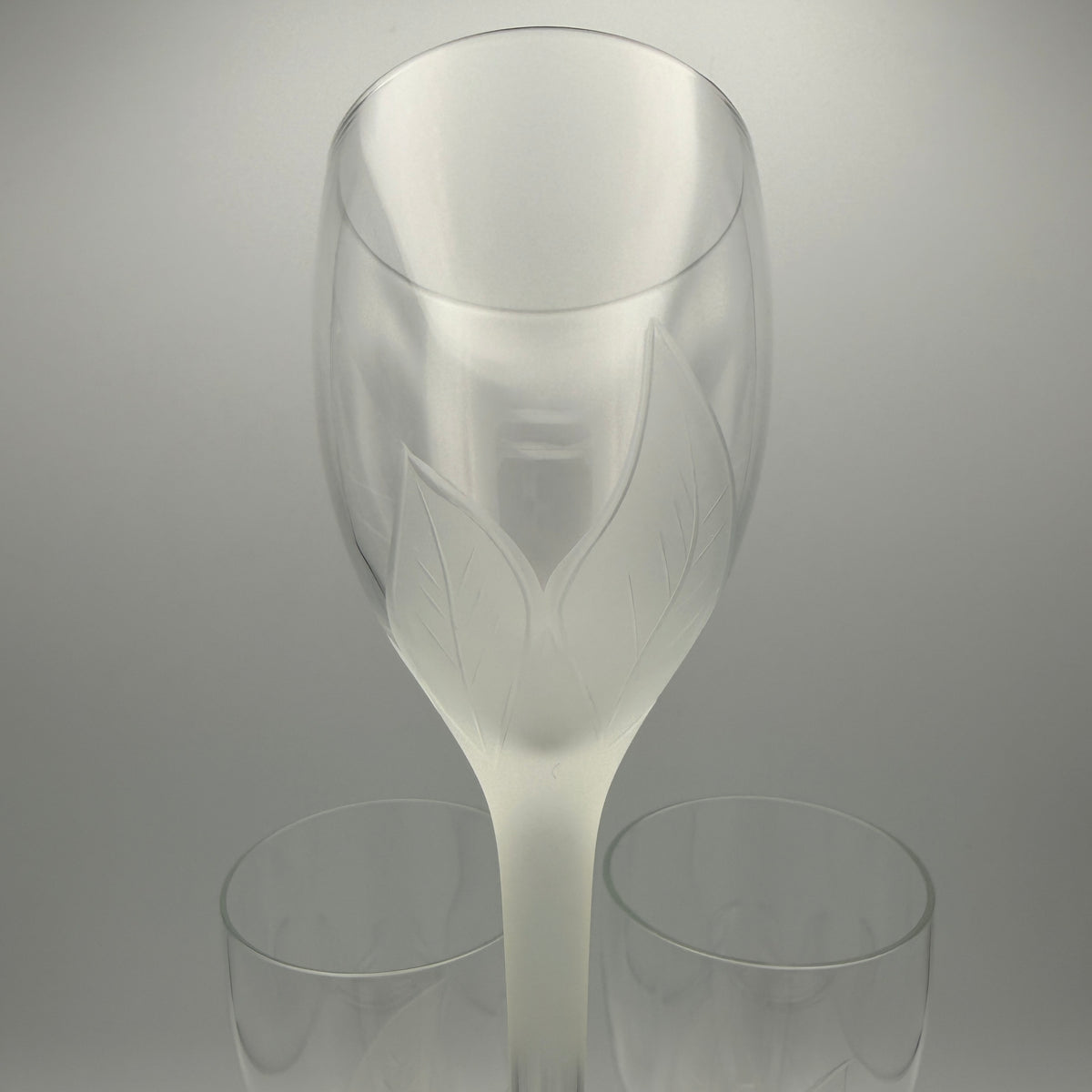 3 Eisch Springtime Weingläser mit Blattdekor, 1970er/80er Jahre Glashütte Eisch