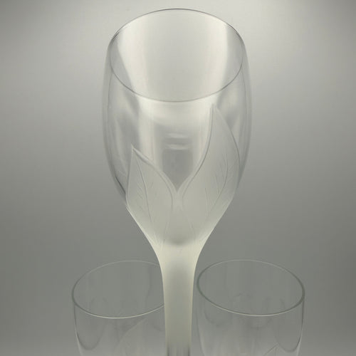 3 Eisch Springtime Weingläser mit Blattdekor, 1970er/80er Jahre Glashütte Eisch