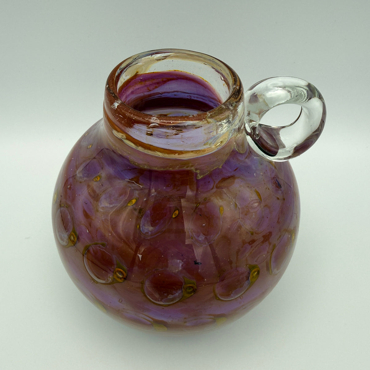 Eisch Pfauenauge Henkelvase I Irisierendes Studioglas I 1970er–1980er Glashütte Eisch