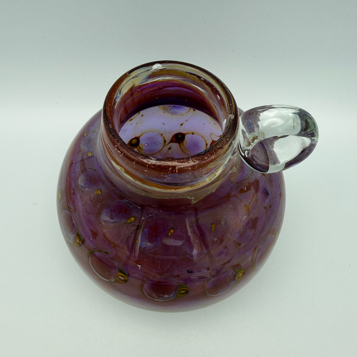 Eisch Pfauenauge Henkelvase I Irisierendes Studioglas I 1970er–1980er Glashütte Eisch