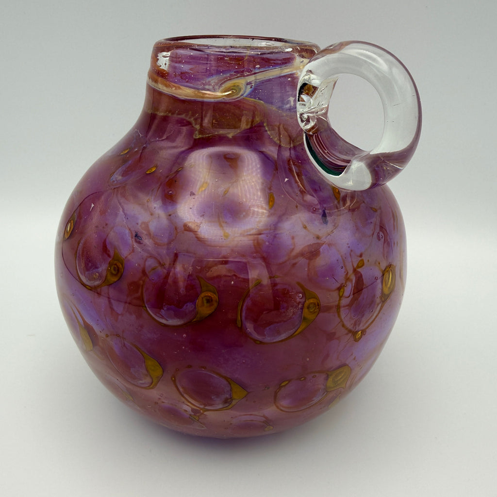 Eisch Pfauenauge Henkelvase I Irisierendes Studioglas I 1970er–1980er Glashütte Eisch