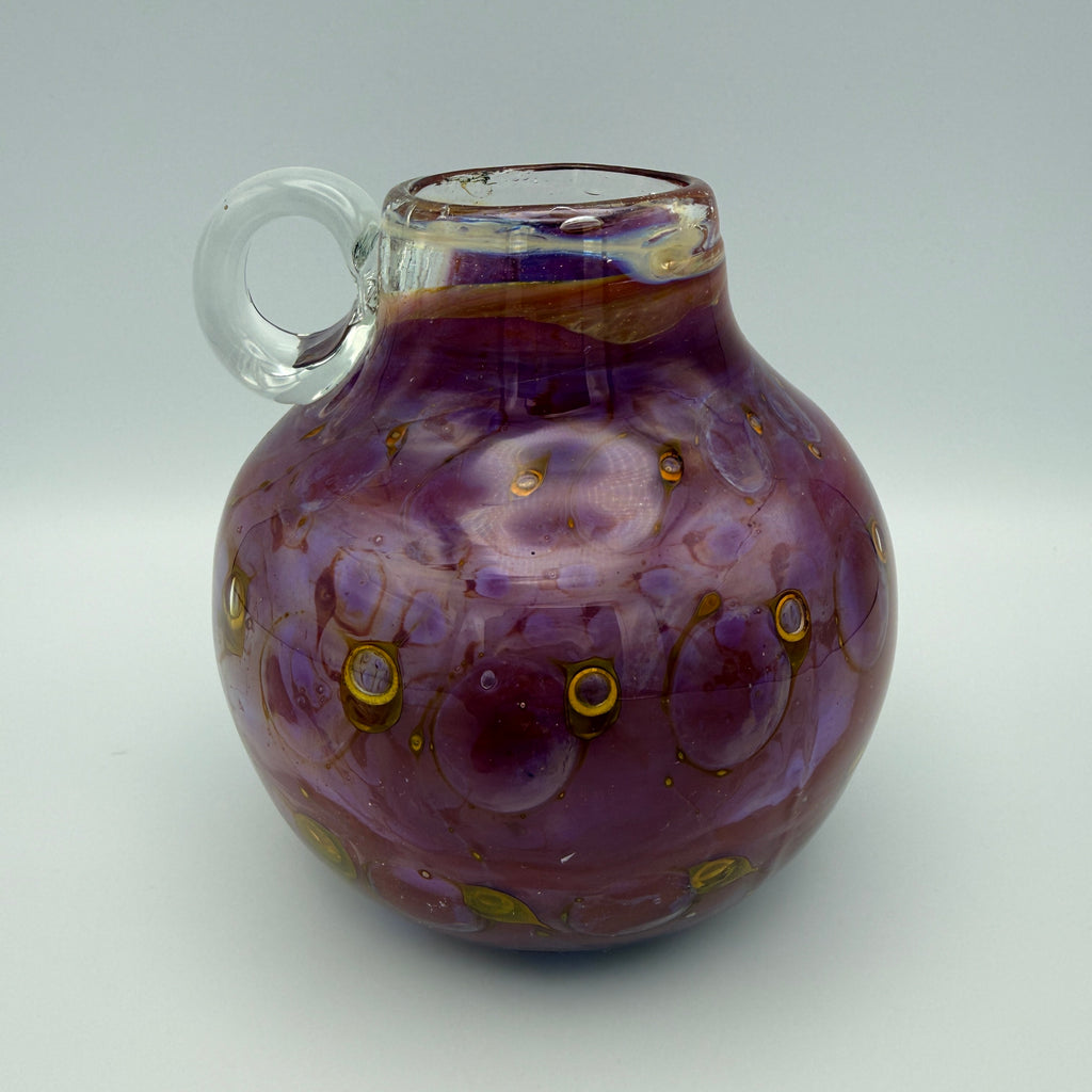 Eisch Pfauenauge Henkelvase I Irisierendes Studioglas I 1970er–1980er Glashütte Eisch