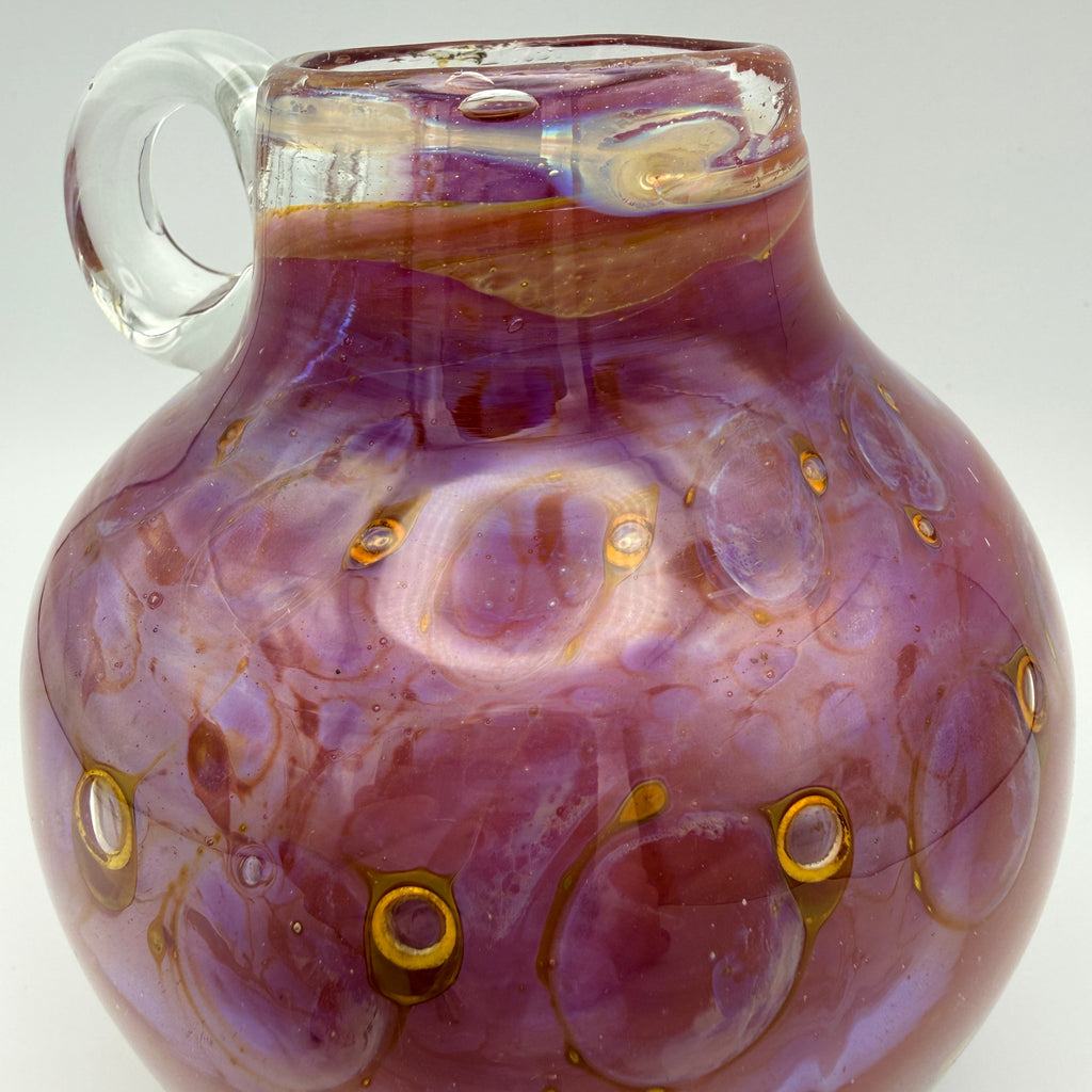 Eisch Pfauenauge Henkelvase I Irisierendes Studioglas I 1970er–1980er Glashütte Eisch