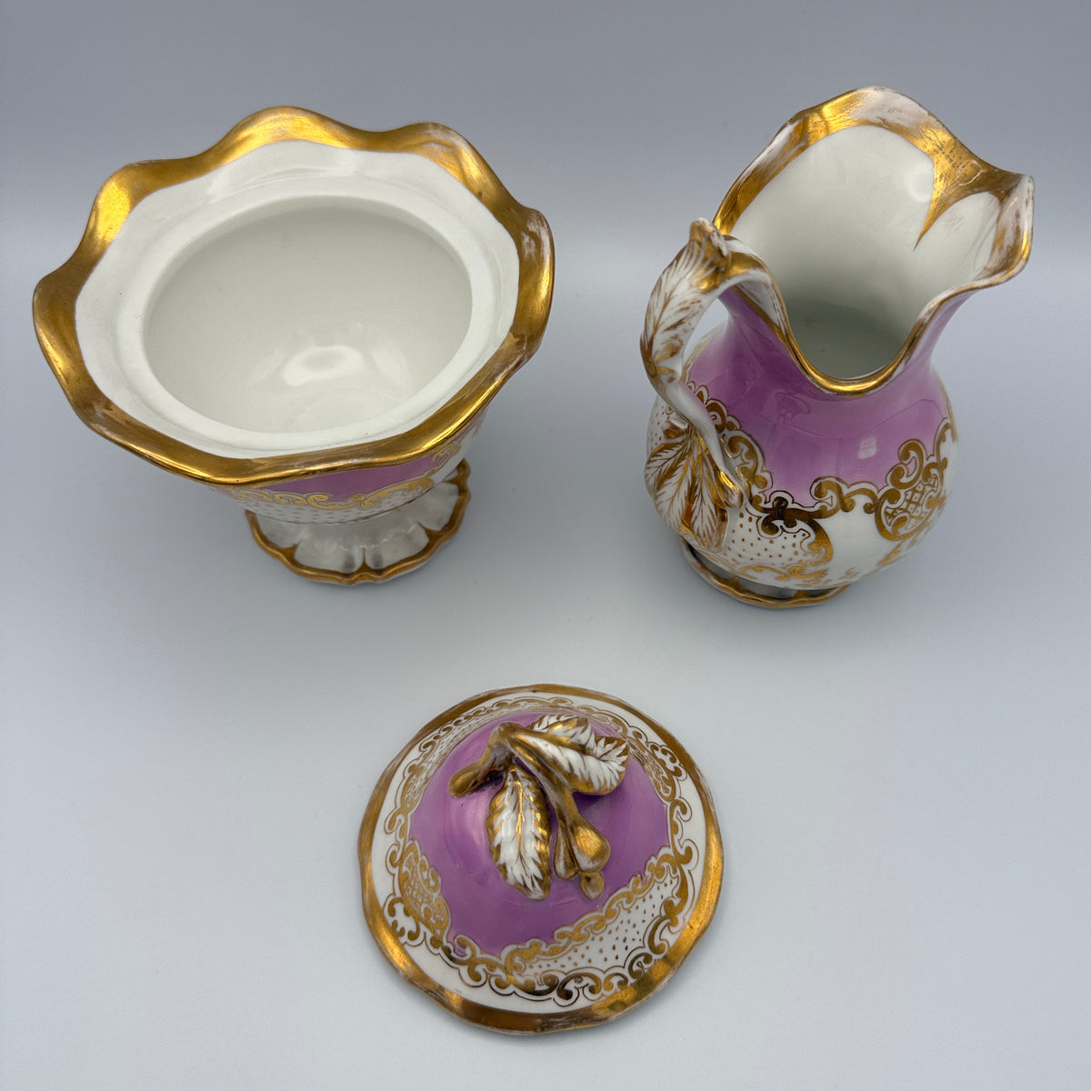 KPM Krister Kaffee- & Teeservice für 2 – Rosa & Gold – um 1870–1890 KPM Krister