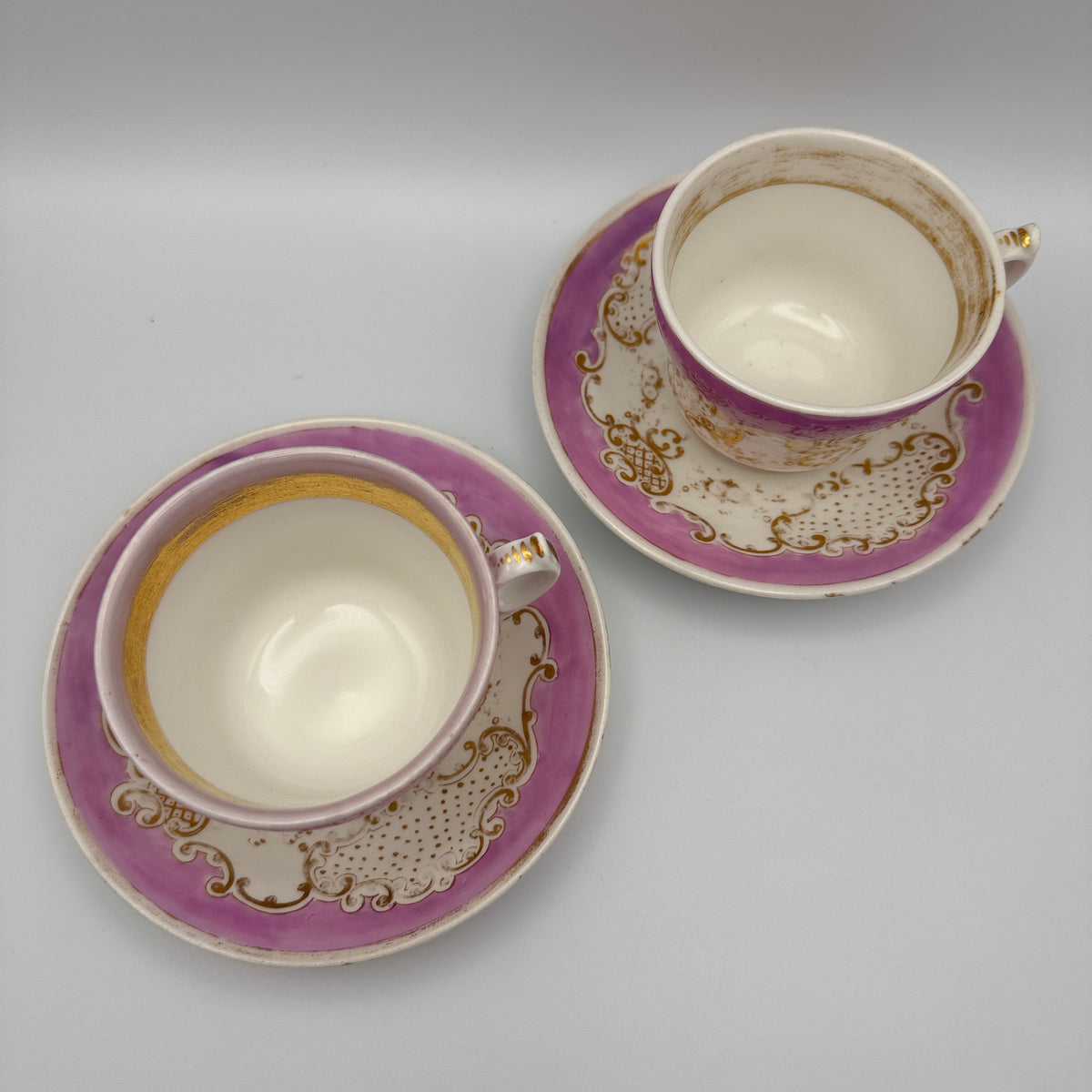 KPM Krister Kaffee- & Teeservice für 2 – Rosa & Gold – um 1870–1890 KPM Krister