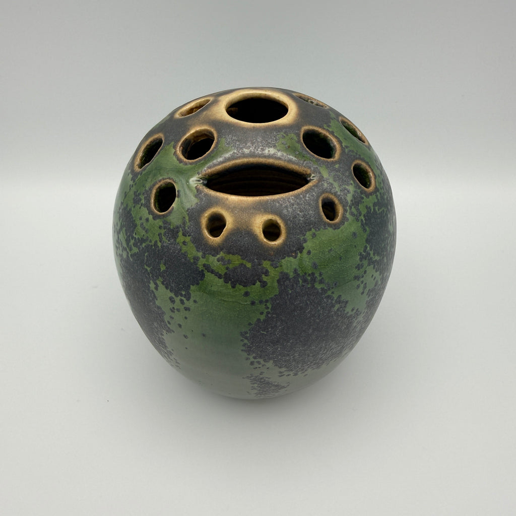 Studiokeramik-Steckvase Rühstädt MK – grüne Effektglasur, ca. 1970er- bis 1990er-Jahre Showroom Ansbach