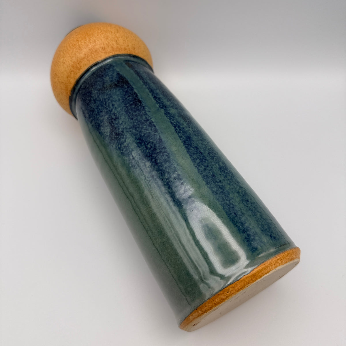 Signierte Studiokeramik-Vase Unikat 1985 – 29 cm – blaue Effektglasur Showroom Ansbach