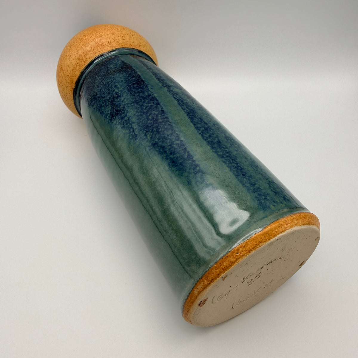 Signierte Studiokeramik-Vase Unikat 1985 – 29 cm – blaue Effektglasur Showroom Ansbach