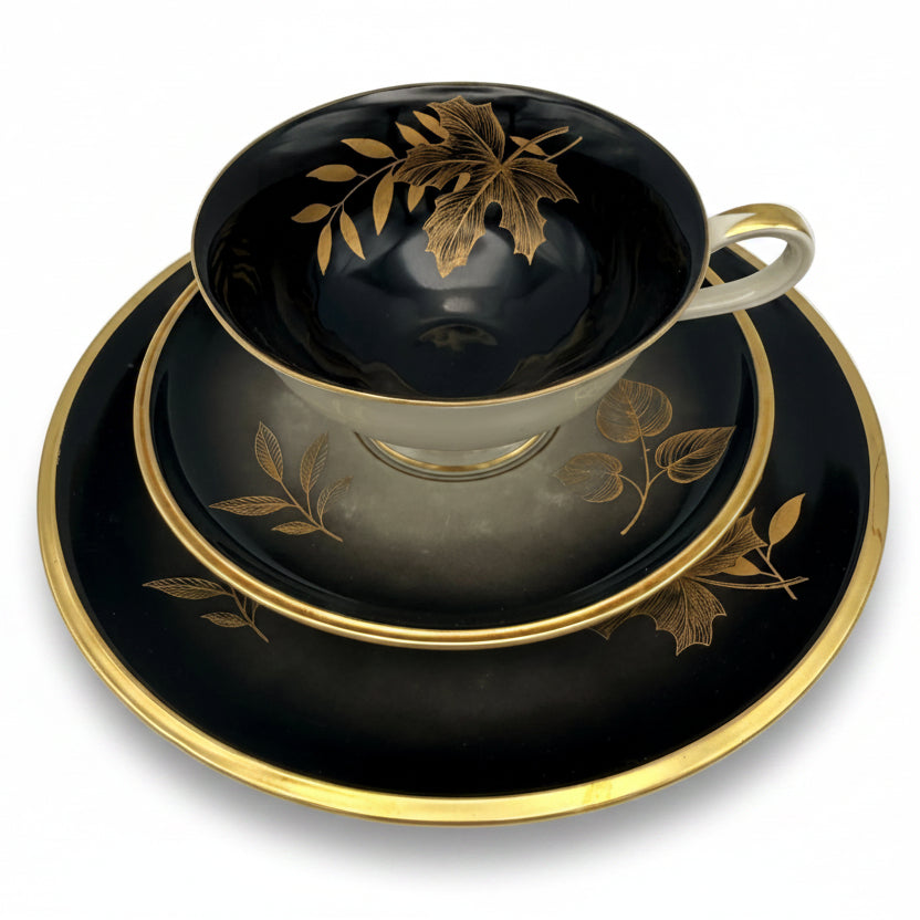 C. T. Hutschenreuther Arzberg Sammelgedeck 1528 – Schwarz-Gold – 1940er Jahre C. T. Hutschenreuther