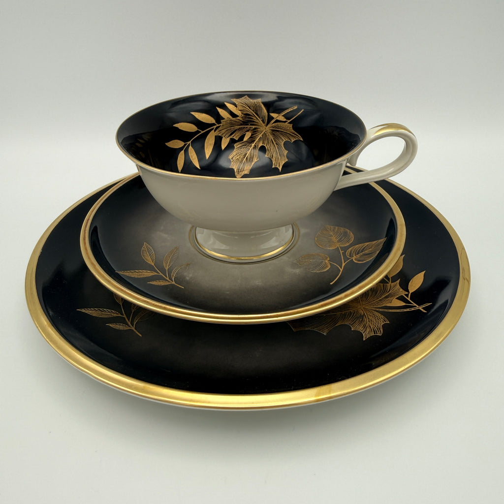 C. T. Hutschenreuther Arzberg Sammelgedeck 1528 – Schwarz-Gold – 1940er Jahre C. T. Hutschenreuther
