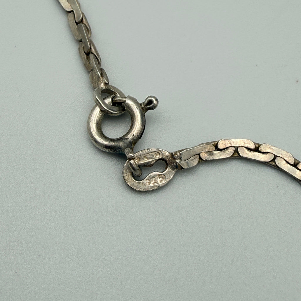 Vintage 925 Silber Kette mit Karneol-Anhänger 1970er–1980er Showroom Ansbach