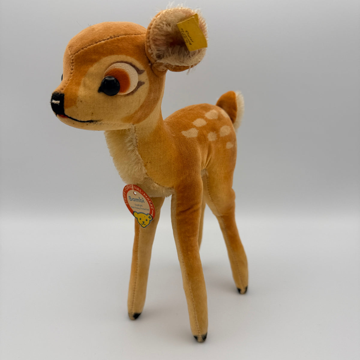 5 Steiff Tiere Bambi Xorry Jocko Bazi Goldy Knopf Fahne 1950er–70er Steiff