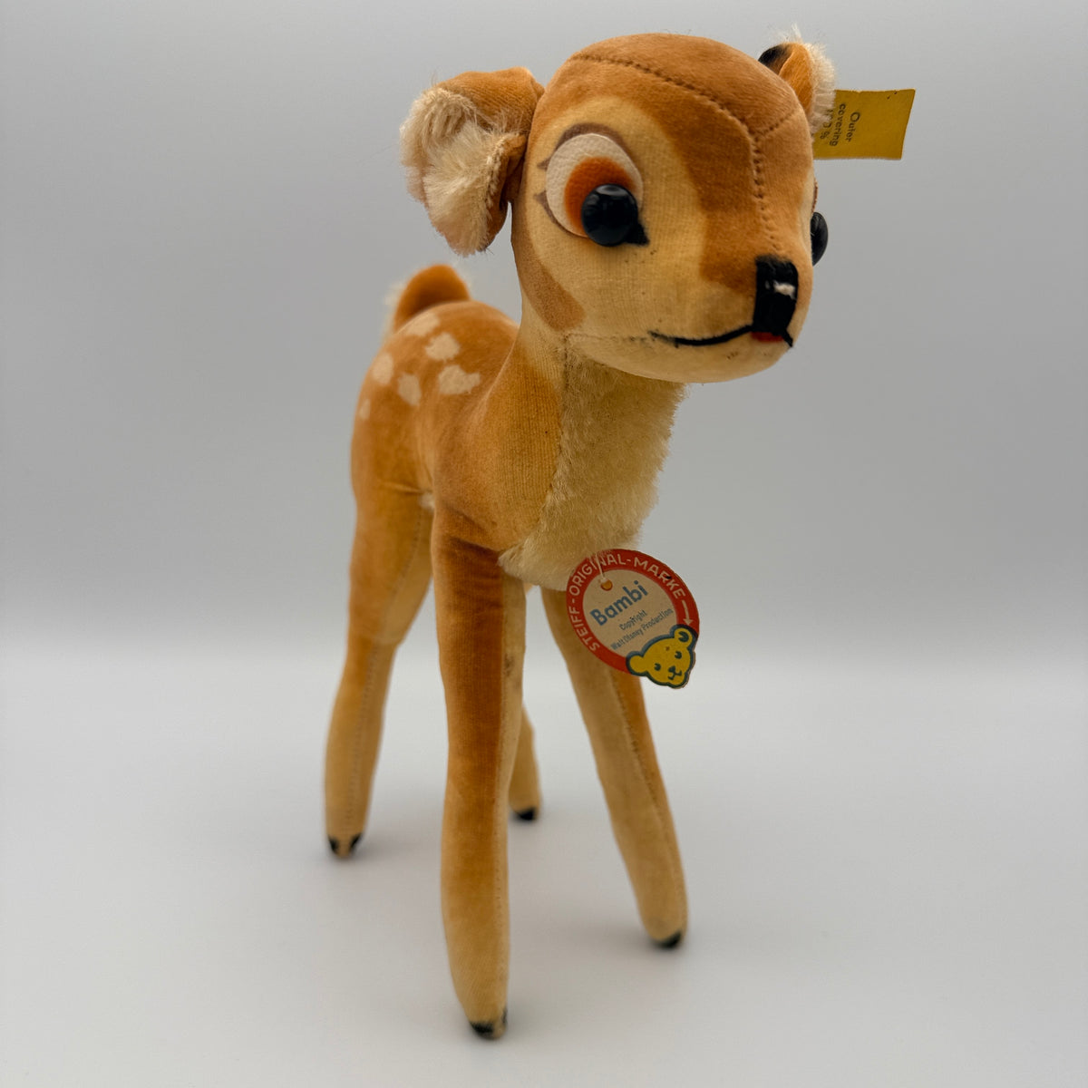 5 Steiff Tiere Bambi Xorry Jocko Bazi Goldy Knopf Fahne 1950er–70er Steiff