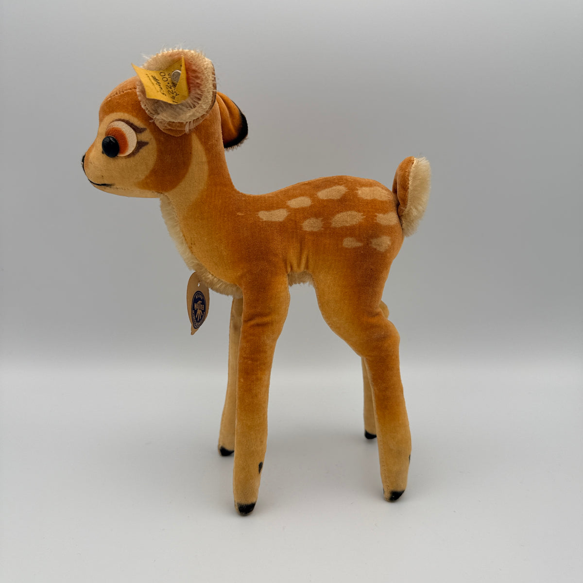 5 Steiff Tiere Bambi Xorry Jocko Bazi Goldy Knopf Fahne 1950er–70er Steiff