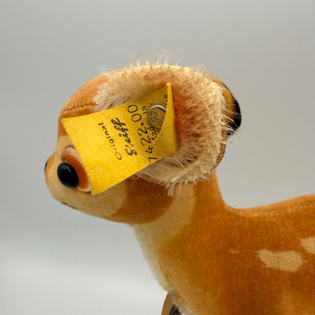 5 Steiff Tiere Bambi Xorry Jocko Bazi Goldy Knopf Fahne 1950er–70er Steiff