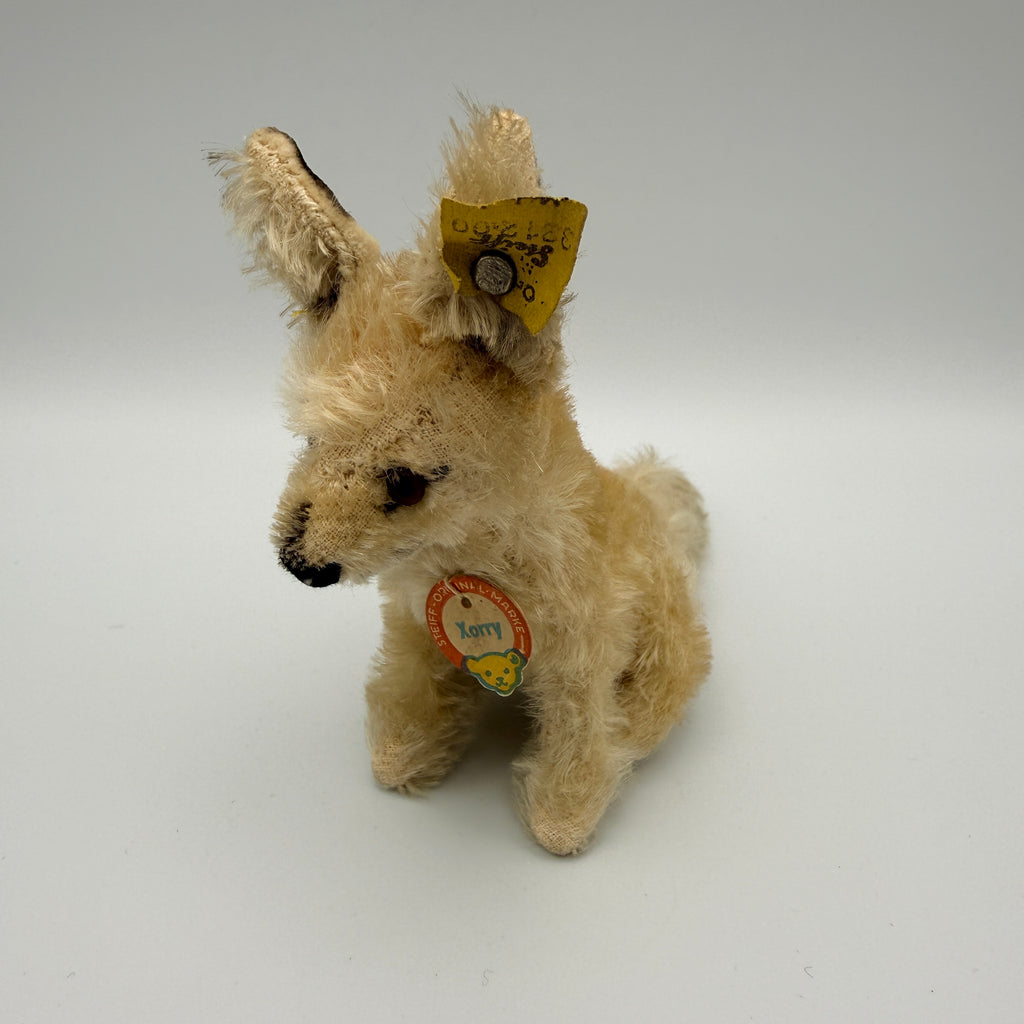 5 Steiff Tiere Bambi Xorry Jocko Bazi Goldy Knopf Fahne 1950er–70er Steiff