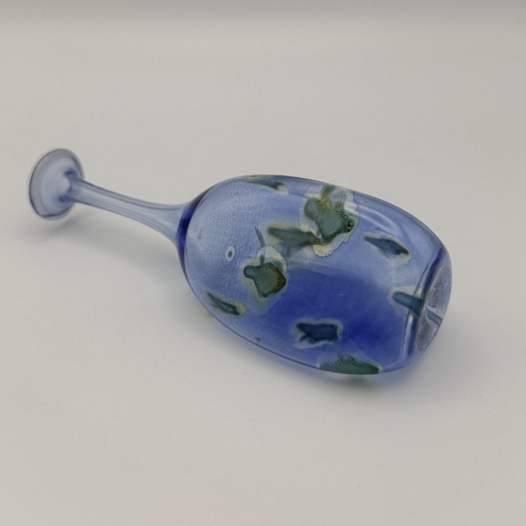 Studioglas Vase signiert Schmid JS/IS 94 blau-grün 1994 Showroom Ansbach