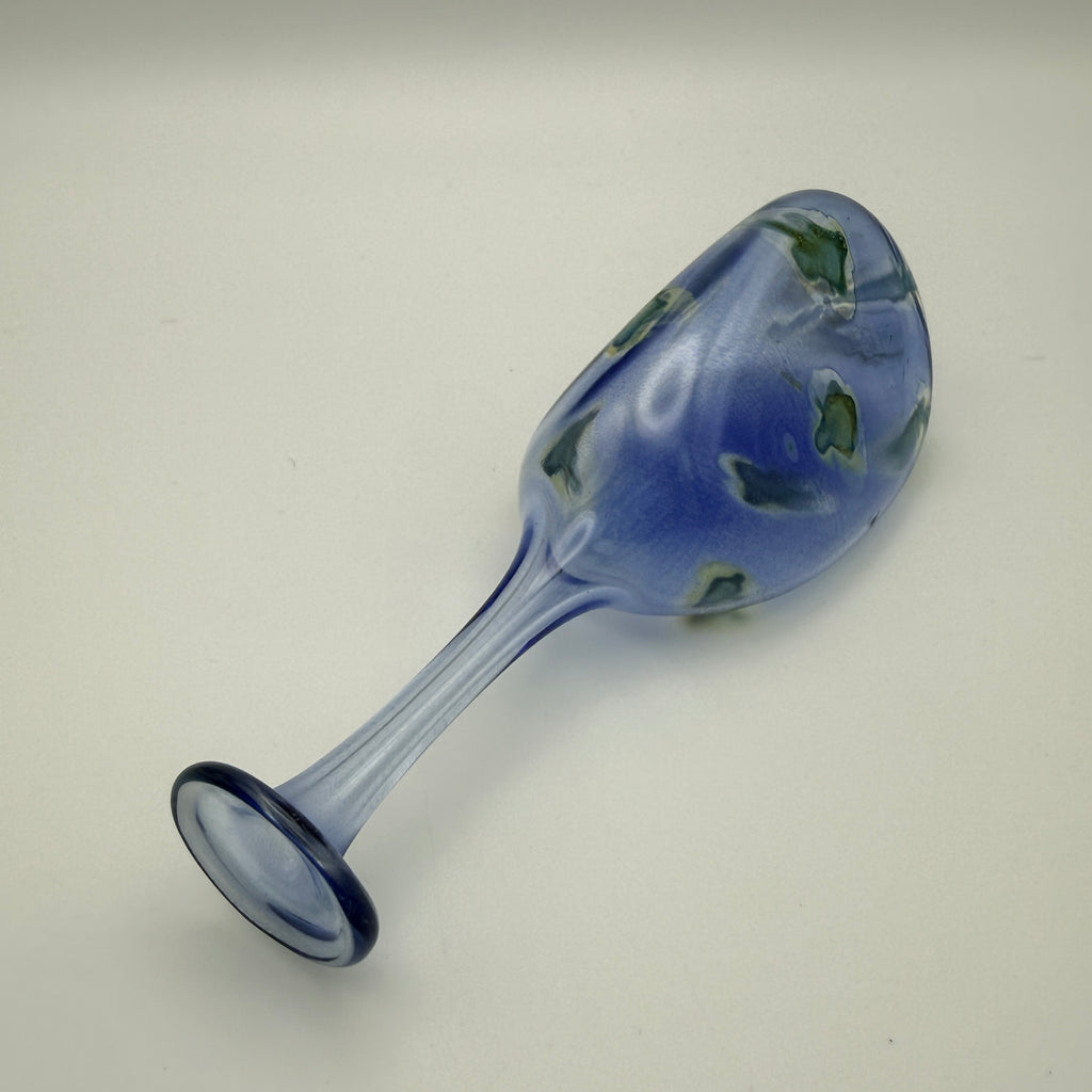 Studioglas Vase signiert Schmid JS/IS 94 blau-grün 1994 Showroom Ansbach