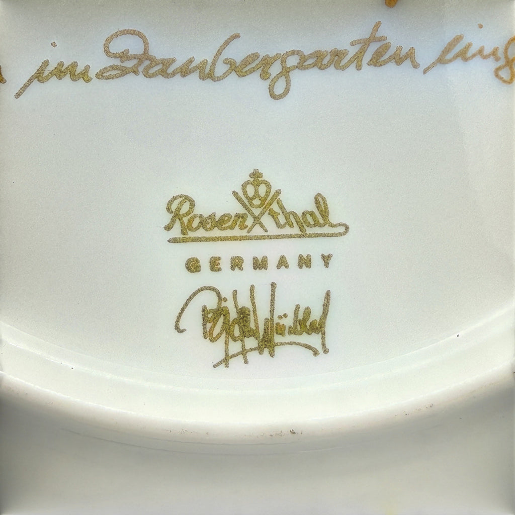 Showroom Ansbach Porzellanteller Rückseite mit Rosenthal Germany Stempel und goldener Signatur